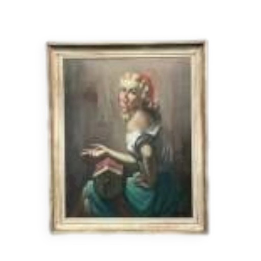 Portret van een meisje. Olieverf op doek. – schilderijen tekeningen, Canvas (photo 2 of 7)