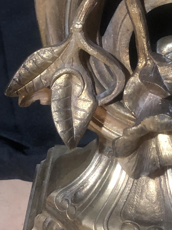 Gran repisa de chimenea antigua del siglo XIX – Estilo Luis XV rococó – Latón – Ajustable de 103 a 147 cm (photo 12 of 15)