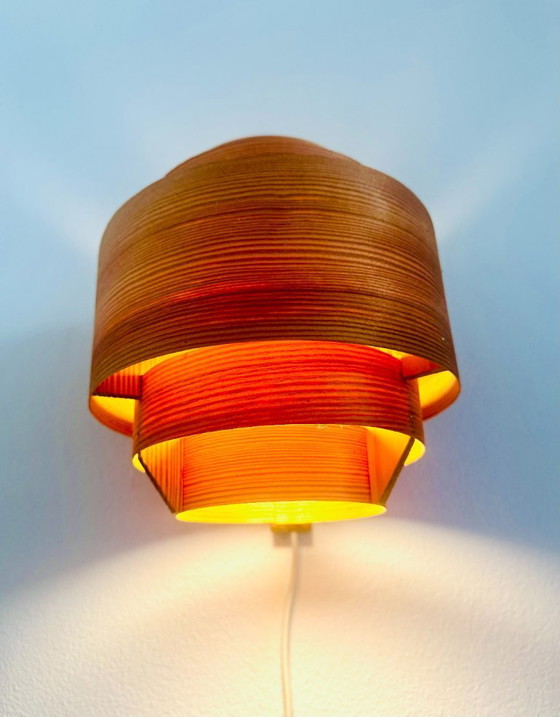 Image 1 of A pinewood wall lamp by Hans-Agne Jakobsson for Ellysett, Sweden 1960s