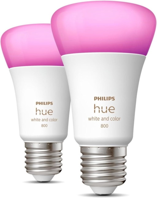 Philips Hue White & Color Ambiance Ampoules LED Connectées E27, équivalent 60W, 800 lumen, Compatible Bluetooth, pack de 2, fonc