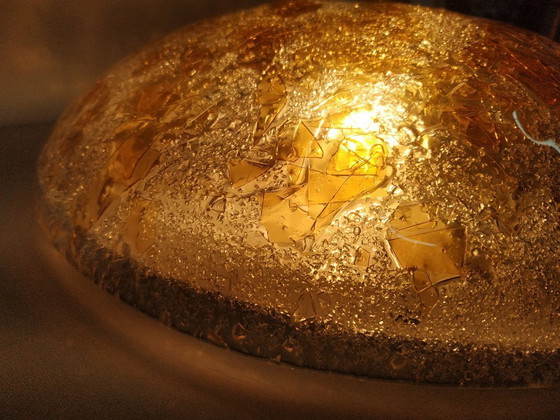Image 1 of Rare Massive design 70s 'gold leaf' effect ceiling lamp (probably Murano glass).