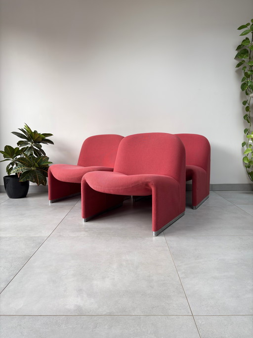 3x Vintage Artifort Alky Chair Rouge
