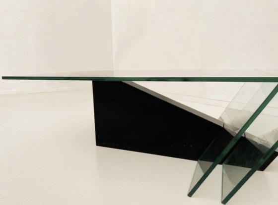 Rare Italian 1980s Post-Modern Coffee Table – Glass, Wood (photo 5 of 7)