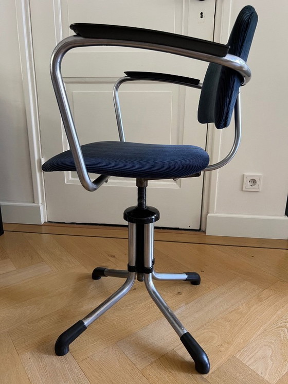 Image 1 of Original 1930er Gispen 354 Bürostuhl blau