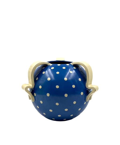 Art Deco blue ceramic vase, Rometti, Umbertide Italy 1930s