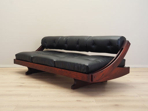 Black Leather Sofa, Italian Design, 1960s, Designer: Gianni Songia, Manufacturer: Sormani