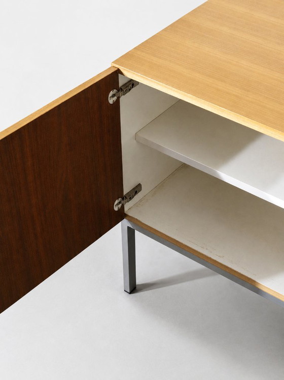 Vintage Low Sideboard with Metal Base Made in the 1970s – Wood (photo 4 of 5)