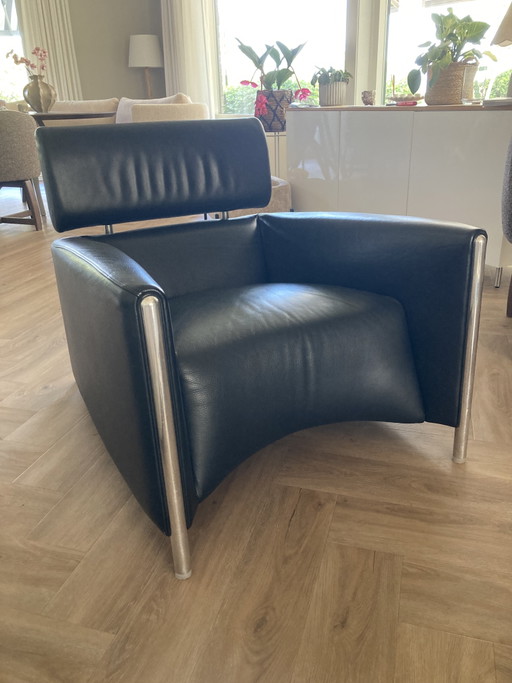 Leolux Oblomov fauteuil zwart leder