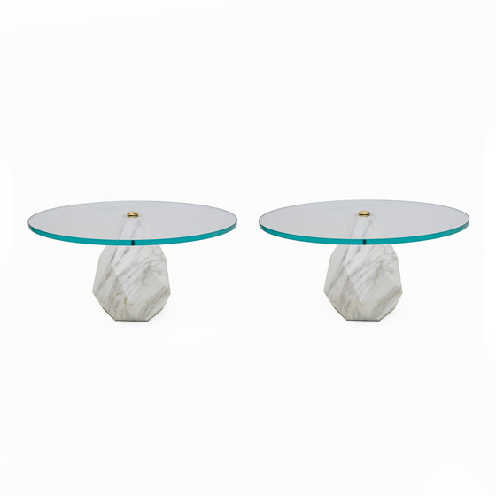 Image 1 of Table basse italienne en marbre de Carrare, Mid-Century Modern, années 1970, deux disponibles