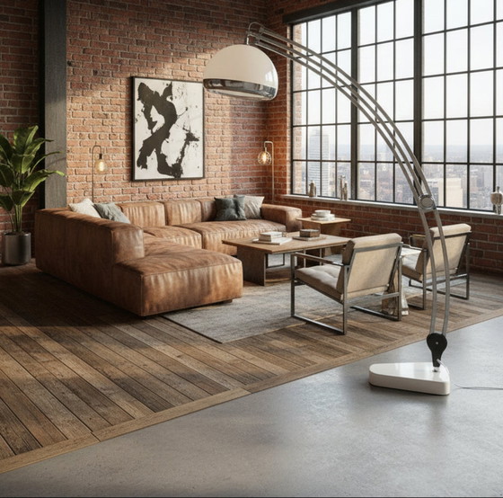 Image 1 of Boogvormige vloerlamp van Mid Century Architects, ontworpen door Gofreddo Reggiani.