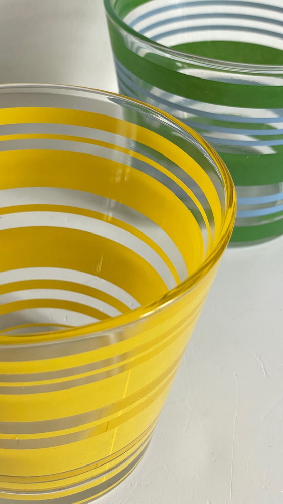 Image 1 of Pair of vintage screen-printed glass planters