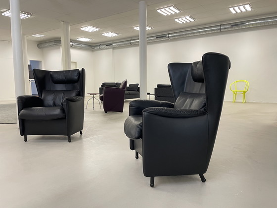 Image 1 of Fauteuil lounge De Sede Club, fauteuil à oreilles, fauteuil en cuir noir