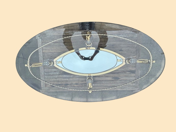 Image 1 of Tavolino da caffè Hollywood Regency | Italiano, dorato e a specchio | ca. 1975)