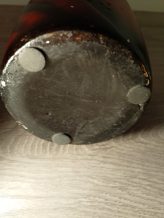 Image 1 of 30cm cylindrical vase attributed to the Montjoye Legras crystal factory, enameled jewel and gold, flat ground neck