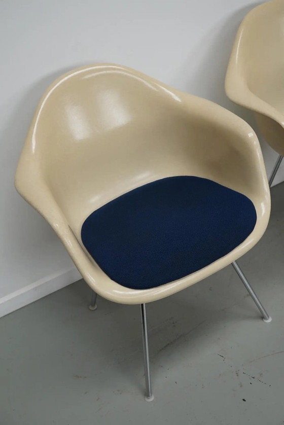 Image 1 of Set di tre poltrone DAX in fibra di vetro color pergamena, Eames per Herman Miller / Vitra