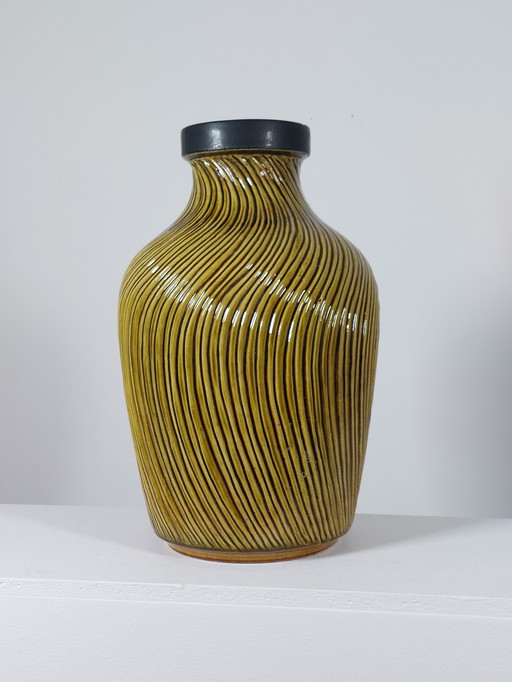 Grosse gelbe Vintage Vase Carstens Keramik Tönnieshof Westdeutschland 1970er