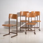 Vintage lounge chairs (c.1950). Set of 4 pieces – Dining chairs, Wood, Metal, Retro (photo 6 of 28)