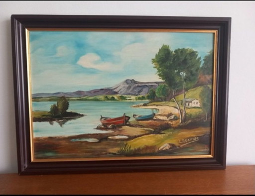Landscape with Boats by Louis Désiré Garrido