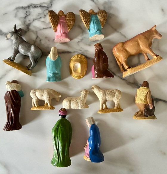 Vintage Christmas Nativity Santons Figurines 1940-1960, 14 pieces, Le Cellosite, Decorative Objects, Other (photo 3 of 9)