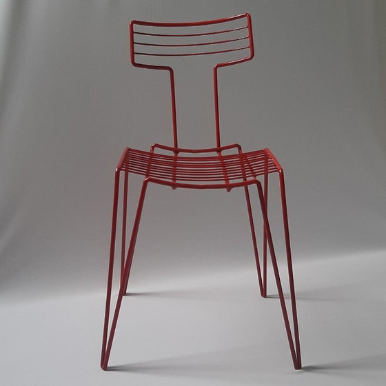 Set di sedie a filo rosse vintage –impilabili–interno ed esterno – Sedie da pranzo, rvs (photo 10 of 12)
