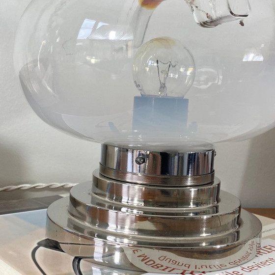 Image 1 of Vintage Murano glass lamp by Mazzega and chromed metal