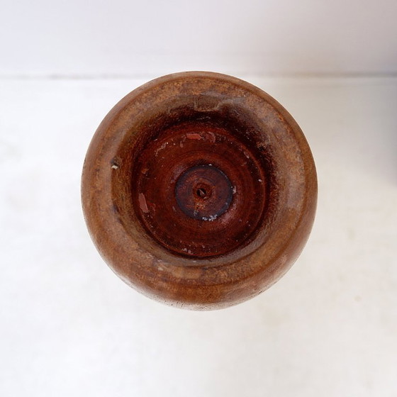 Image 1 of Grand chandelier vintage en bois massif tourné