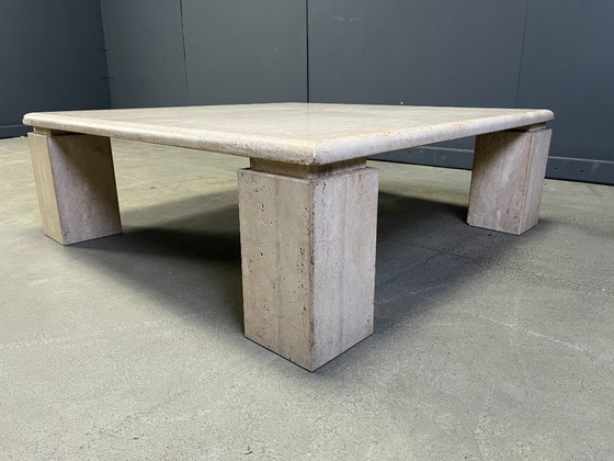 Image 1 of Square Italian travertine coffee table, 1970s 