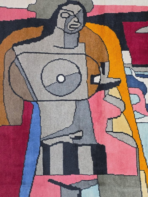 Alfombra de lana y seda anudada a mano al estilo Le Corbusier – Figura de naturaleza muerta de composición (photo 8 of 9)