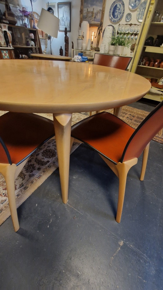 Vintage Cassina Eettafelset Met 6 Stoelen – Eetkamerset, Wood, Leather (photo 8 of 8)