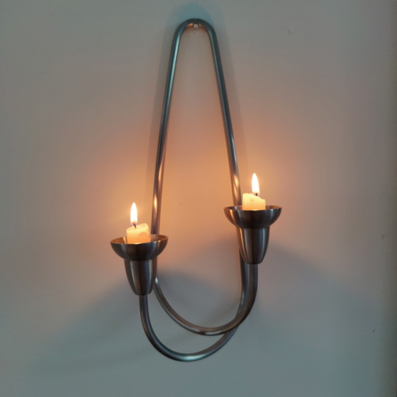 Wandkandelaar genaamd "Swing" van het Deense merk Georg Jensen – Kandelaars en kaarsen, rvs (photo 5 of 10)
