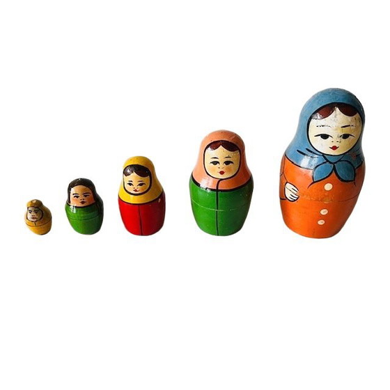 Image 1 of Ensemble de poupées russes Matriochka vintage, peintes à la main, années 1960