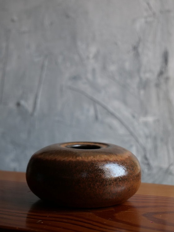 Image 1 of Brown vintage ceramic vase from Töpferhof Gramann Mid-Century
