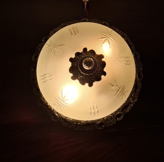 Image 1 of Lampe de plafond vintage/ brocante avec rosette rand