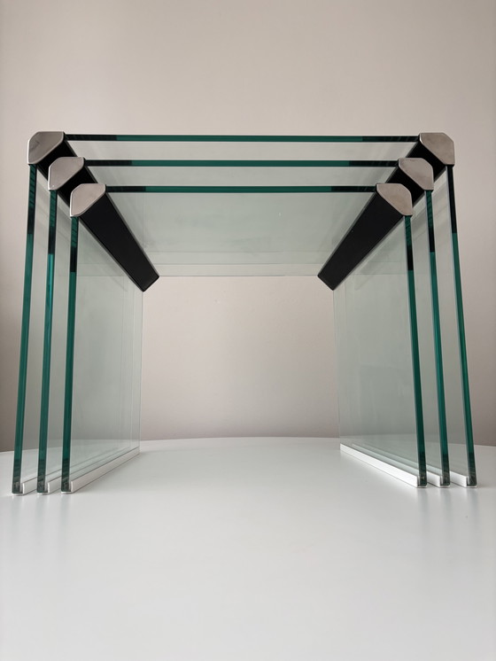 Image 1 of Galotti & Radice "T35" nesttafels glas 1975 Italiaans design