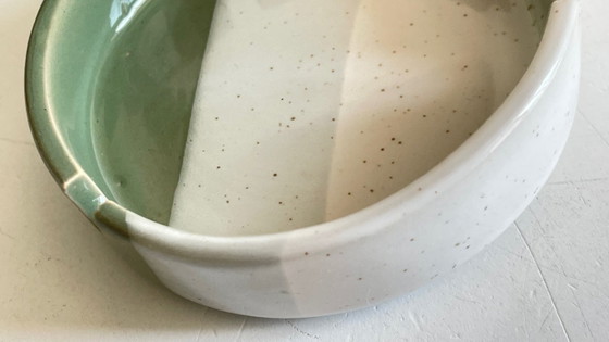 Image 1 of Striped stoneware ashtray, 1980s