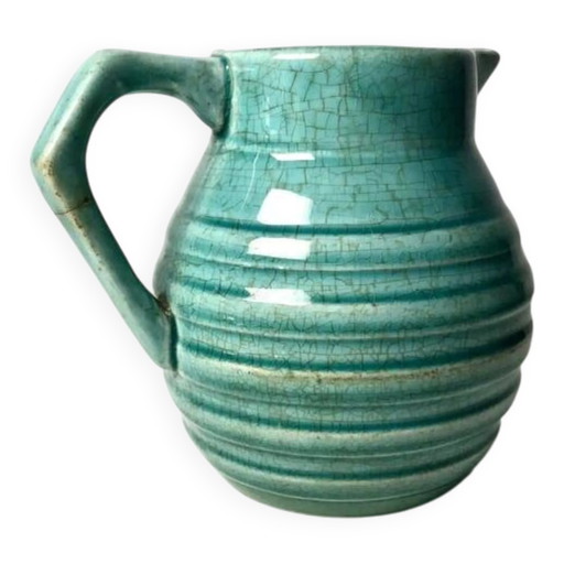 Französischer Majolika-Krug "Orchies" aus Steingut, 13 cm hoch – Vintage-Dekor