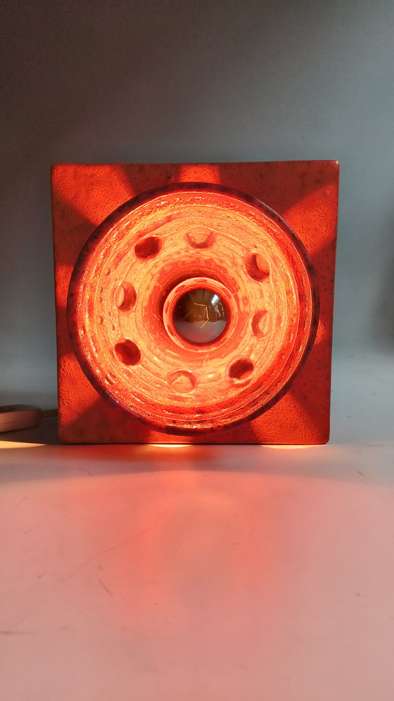 Image 1 of 2 brutalist fat lava wester-germany 1970s pottery orange wall lamps