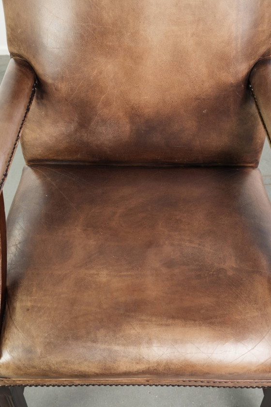 20th Century English Style Cowhide Leather Gainsborough Desk/Occasion Chair with a Luxurious Appearance (photo 6 of 12)