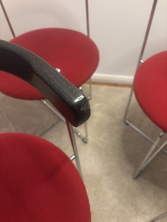 Image 1 of Ensemble de 4 chaises design vintage Soley Kusch & Co, rouge/chrome