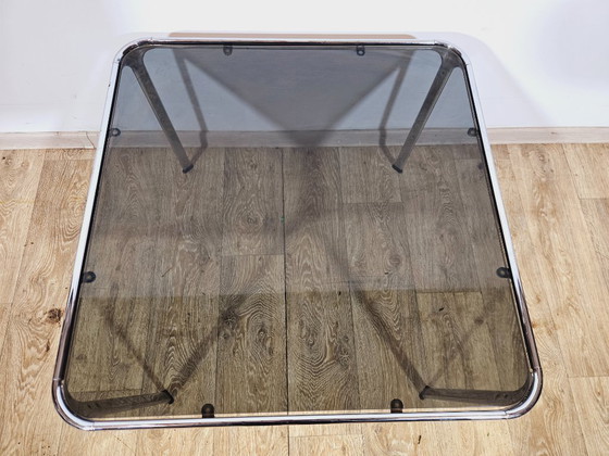 Image 1 of Mid-Century Modern Coffee Table – Chrome and Smoked Glass, Italy, 1970s.