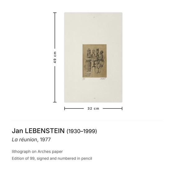 Image 1 of Jan LEBENSTEIN La reunión Litografía firmada 1977