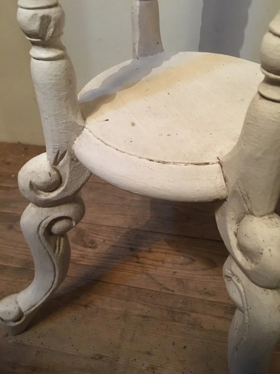 Tabouret en bois patiné blanc – Tables d'appoint (photo 4 of 8)