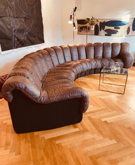 De Sede DS-600 “Tatzelwurm” – Original from the early 1970s, cognac leather, 18 elements