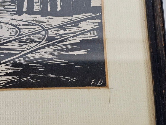 Incisione su legno - Ferdinand Dubreuil - firmata - Francia - 1ª metà del XX secolo – Arte, Vetro, Carta (photo 3 of 5)