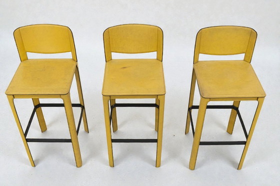 Image 1 of Sgabelli da bar in pelle di Tito Agnoli per Matteo Grassi