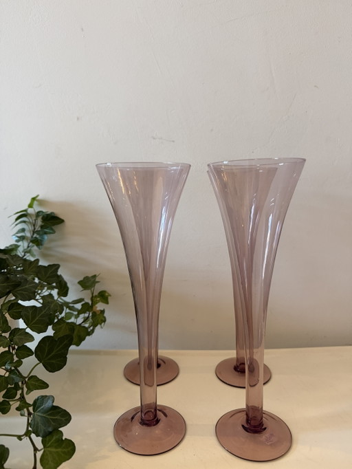 Set aus 4 italienischen Amethystflöten, italienisches Barzubehör