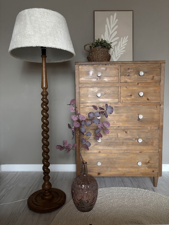 Image 1 of Lampada da terra vintage Japandi in legno