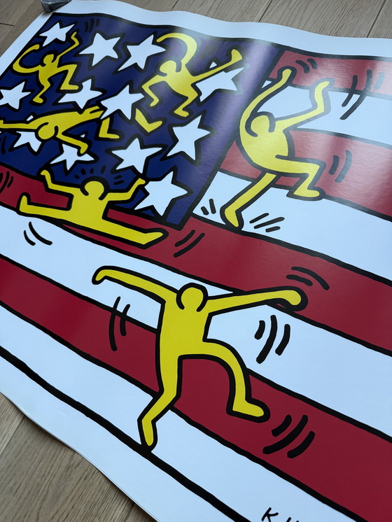 Image 1 of American flag Keith haring street art 80s design 