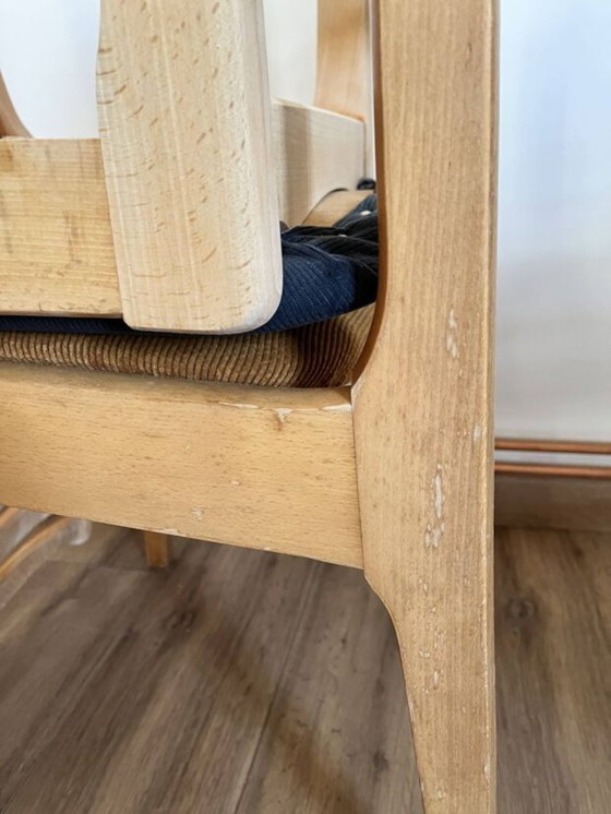 Image 1 of 4 sedie in legno e tessuto a coste