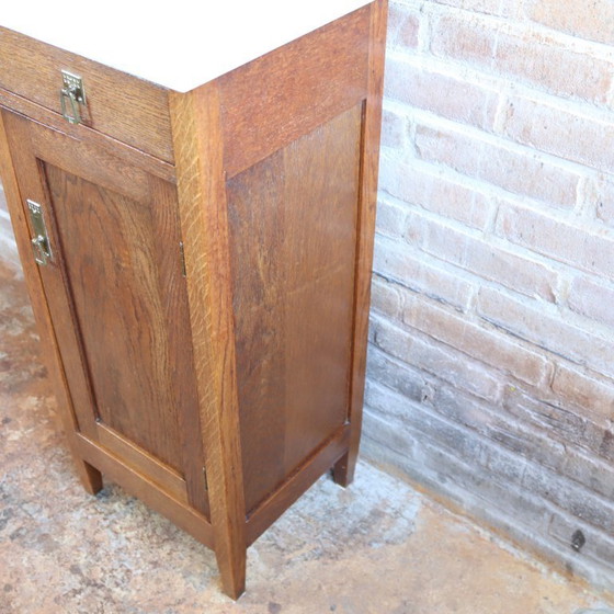 Image 1 of Vintage tall marble bedside table